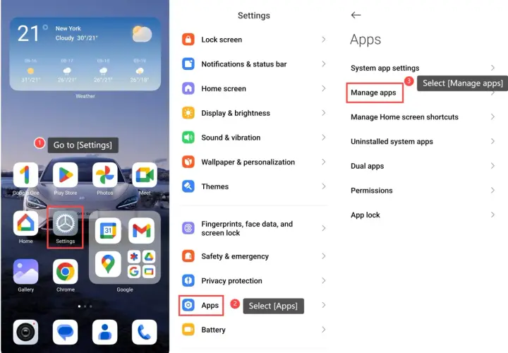 Jak wyłączyć reklamy w Xiaomi: wejdź w Ustawienia, następnie Aplikacje, wybierz Zarządzaj aplikacjami.
