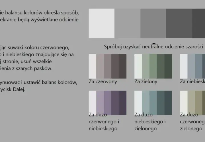 Jak skalibrować monitor do obróbki zdjęć: instrukcja z przykładami neutralnych odcieni szarości po korekcie balansu kolorów.