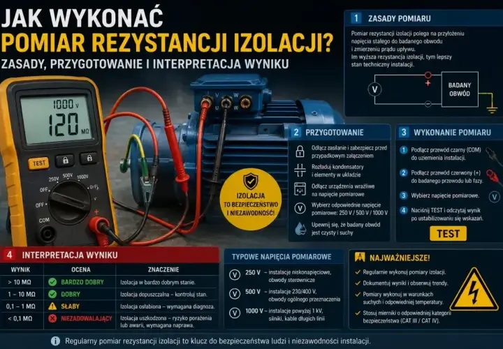 Pomiar rezystancji izolacji: jak go wykonać, zasady, przygotowanie i interpretacja wyników. Dowiedz się, co to jest rezystancja izolacji i jak dbać o bezpieczeństwo.