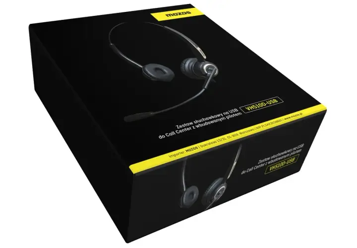 Zestaw słuchawkowy Mozos VH510D-USB z mikrofonem, idealny do Call Center. Proste podłączenie do PC przez USB.