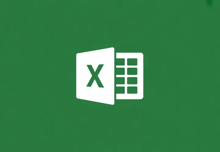 Logo Excel. Biała litera X i siatka komórek na zielonym tle. Nowa linia w komórce Excel.