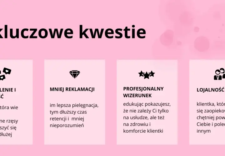 Zadowolenie i trwałość: jak dbać o sztuczne rzęsy, by cieszyć się nimi dłużej. Edukacja klientki to klucz do sukcesu.