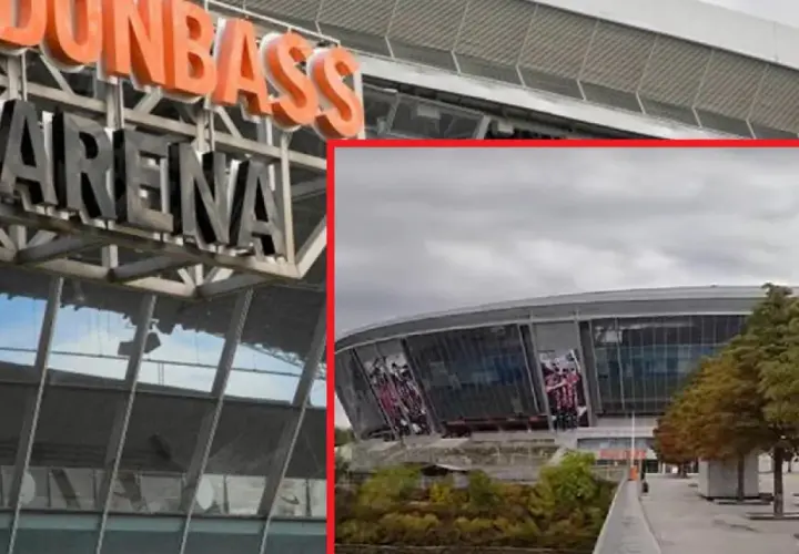 Widok na nowoczesny stadion Donbas Arena, dom Szachtara Donieck.