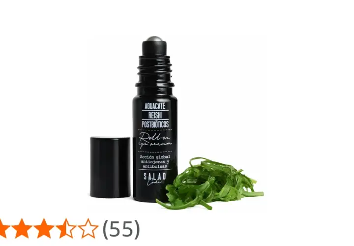 Roll-on de ojos con aguacate, reishi y postbióticos. Las opiniones de SALAD Code destacan su acción global antiojeras y antibolsas.