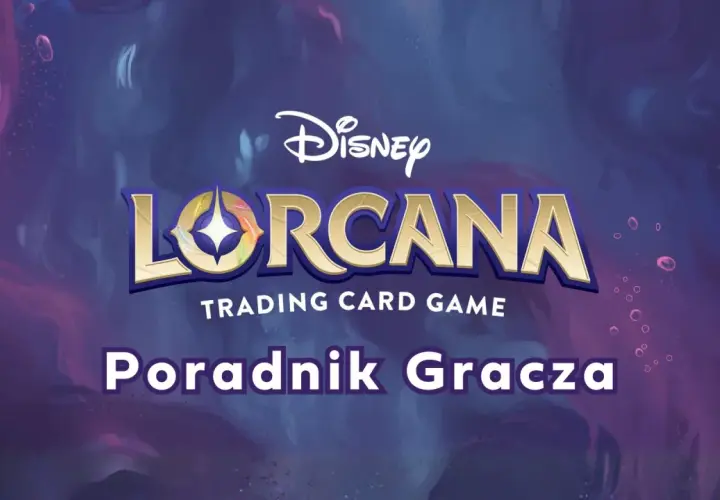 Poradnik Gracza do gry karcianej Disney Lorcana. Magiczne ilustracje i złote logo zapraszają do świata gry.