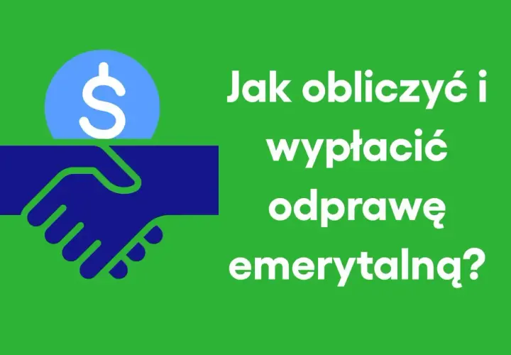 Ikony dłoni i monety symbolizują pomoc w obliczeniu i wypłacie odprawy emerytalnej.