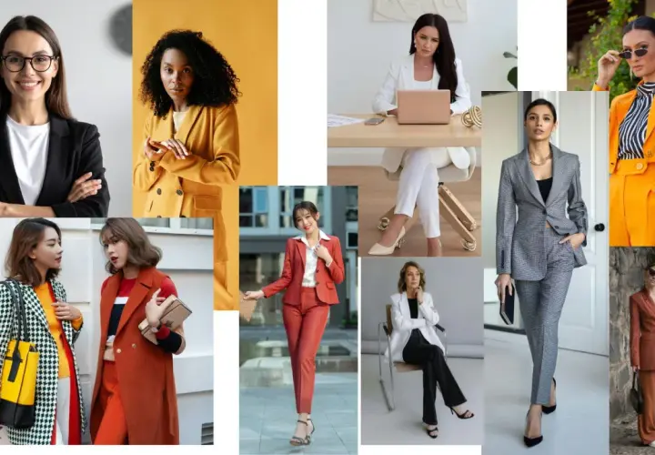 Kobiety w stylizacjach business casual: garnitury, marynarki i eleganckie spodnie. Inspiracje dla nowoczesnej kobiety sukcesu.