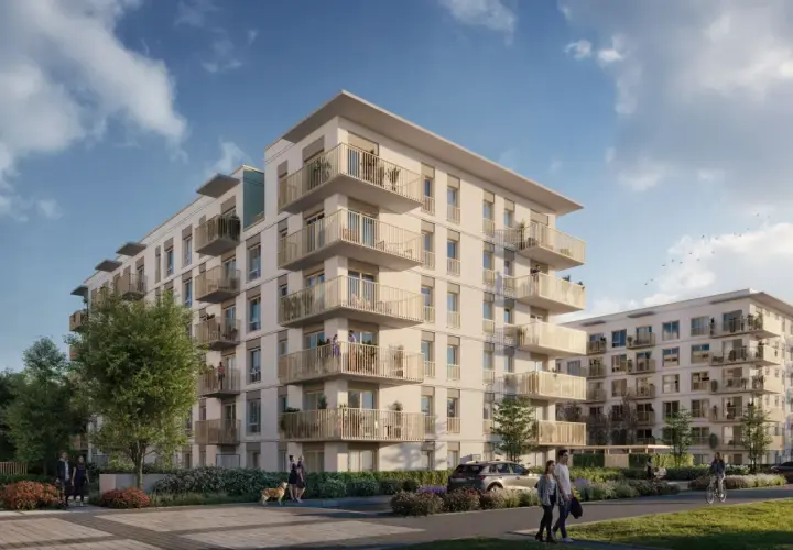 Nowoczesne apartamenty od Develia deweloper z przestronnymi balkonami i zielenią wokół. Idealne miejsce do życia.