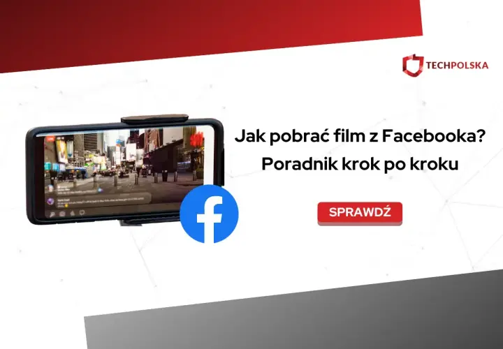 Dowiedz się, jak pobrać film z Facebooka! Poradnik krok po kroku z ikoną Facebooka i ekranem telefonu.