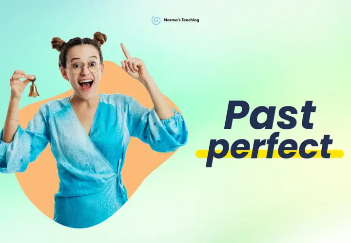Ragazza con campanellino e occhiali, entusiasta per la formazione sul Past Perfect.