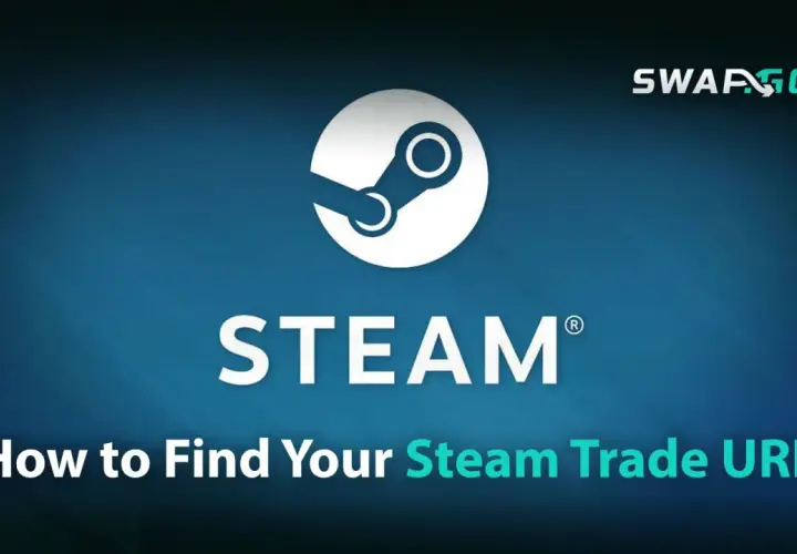 Jak znaleźć swój trade url Steam na telefonie? Logo Steam i napis "How to Find Your Steam Trade URL".