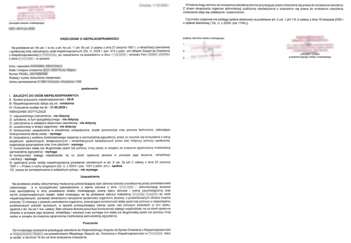 Orzeczenie o niepełnosprawności dziecka, wskazujące na potrzebę stałej opieki. Czy pracownik może wycofać orzeczenie o niepełnosprawności? Tak, można zrzec się prawa do odwołania.