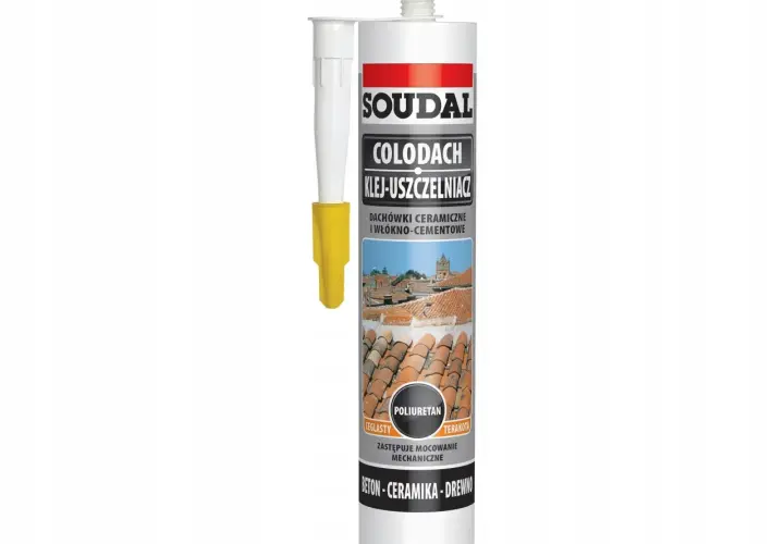 Soudal Colodach - klej do dachówek ceramicznych i włókno-cementowych. Poliuretanowy, zastępuje mocowanie mechaniczne.