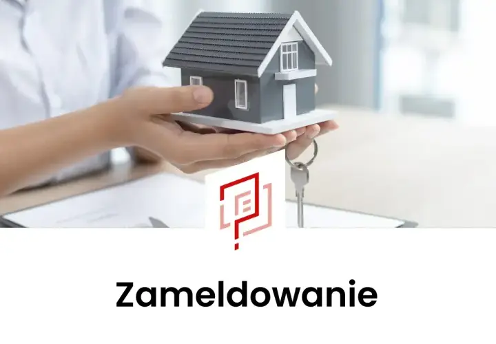 Ręce trzymają model domu i klucze. Czy najemca może zameldować kogoś? Zameldownie.