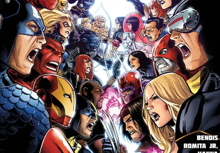 Captain America, Iron Man, Wolverine, et al. affrontent Magneto et les X-Men. Une bataille épique entre Marvel et DC.
