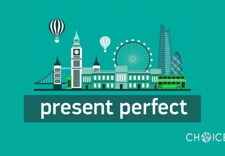 Londyn z Big Benem, London Eye i czerwonym autobusem. Temat: present perfect simple zastosowanie.