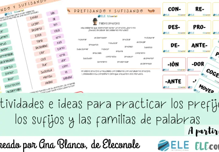 Actividades para practicar qué es un prefijo, sufijos y familias de palabras.