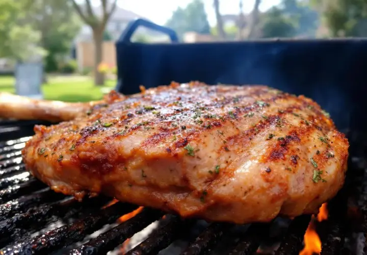 Tranche de gigot d'agneau au barbecue, le temps de cuisson parfait pour une viande juteuse et grillée.