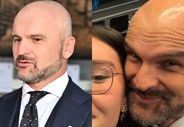 Rafał Brzoska z córką, uśmiechnięty ojciec i jego pociecha.