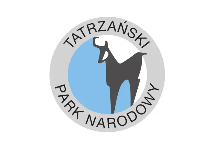 Symbol Tatrzańskiego Parku Narodowego: kozica na tle błękitnego kręgu, otoczona napisem.