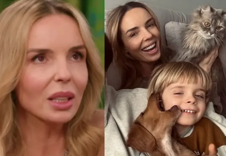 Agnieszka Włodarczyk z dziećmi i kotem. Uśmiechnięta mama, synek i zwierzęta w domowym zaciszu.