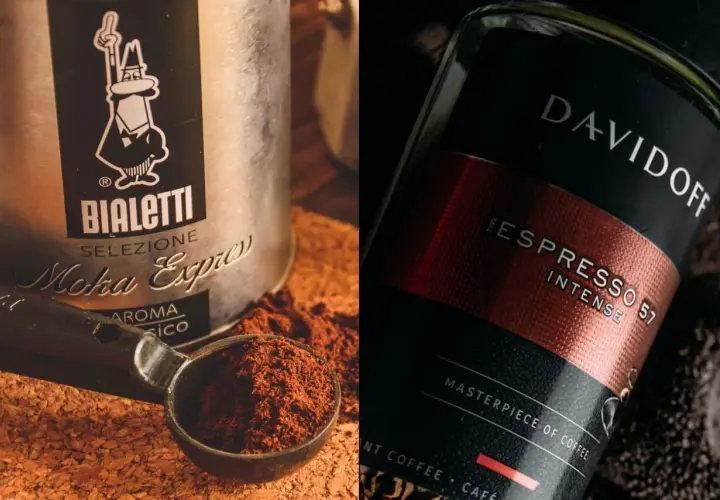 Kawa rozpuszczalna czy sypana? Na zdjęciu Bialetti Moka Express i Davidoff Espresso 57.