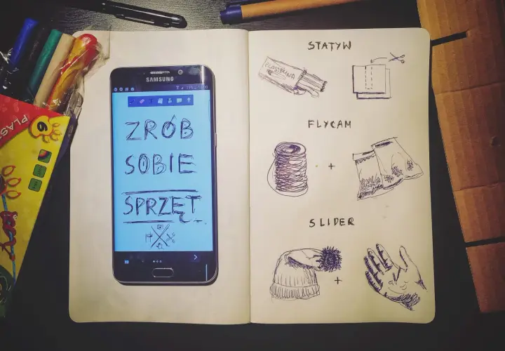 Zrobione fotografia telefonem. Notatnik z pomysłami na sprzęt DIY: statyw, flycam, slider.