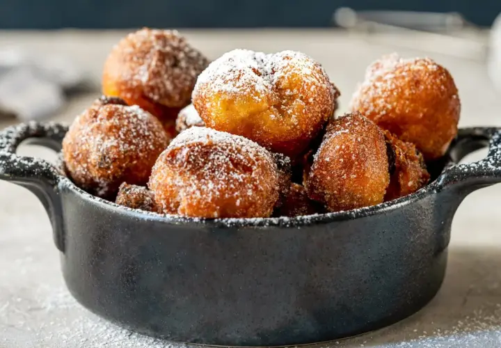 Puszyste paczki z serka homo, posypane cukrem pudrem, kuszą swoim apetycznym wyglądem.