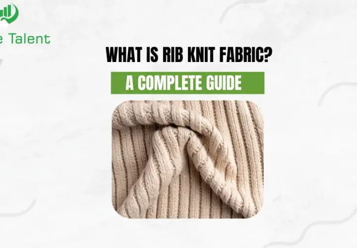 Close-up of beige rib knit fabric, showcasing its vertical ridges and textured weave. This image explains what is rib knit fabric.