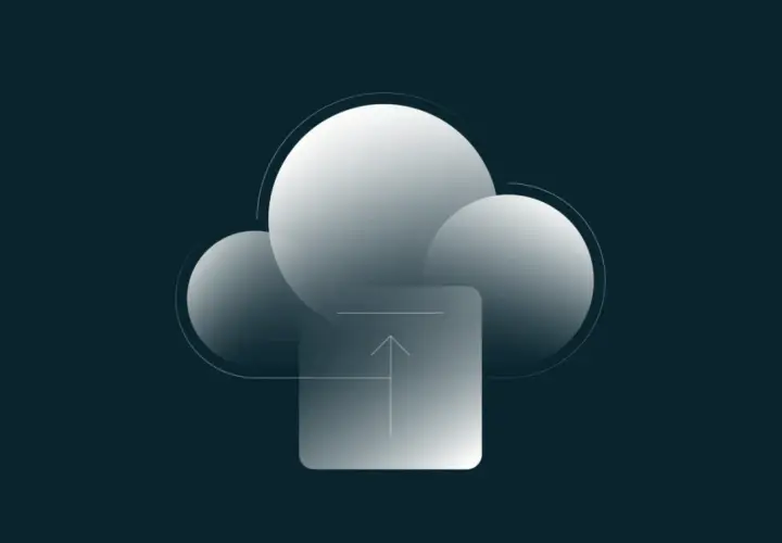Icônes abstraites représentant un **sauvegarde cloud** avec une flèche pointant vers le haut.