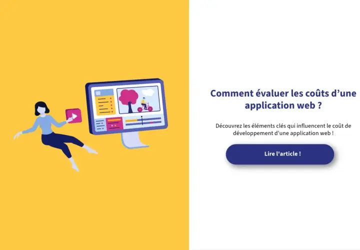 Une personne interagit avec un écran d'ordinateur affichant une interface de création de contenu, peut-être pour une web app.