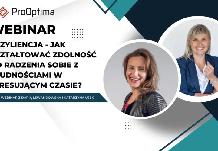 Webinar ProOptima o rezyliencji: jak budować odporność na trudności w stresujących czasach. Dwie uśmiechnięte kobiety.