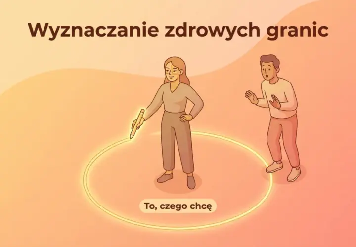 Kobieta rysuje okrąg, wyznaczając granice. To klucz do tego, jak poprawić relacje w związku, gdy czujesz się niepewnie.