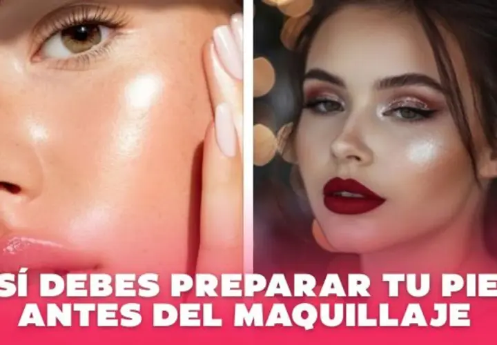 Rutina de cuidado para preparar tu piel antes del maquillaje. Piel radiante y labios rojos perfectos.