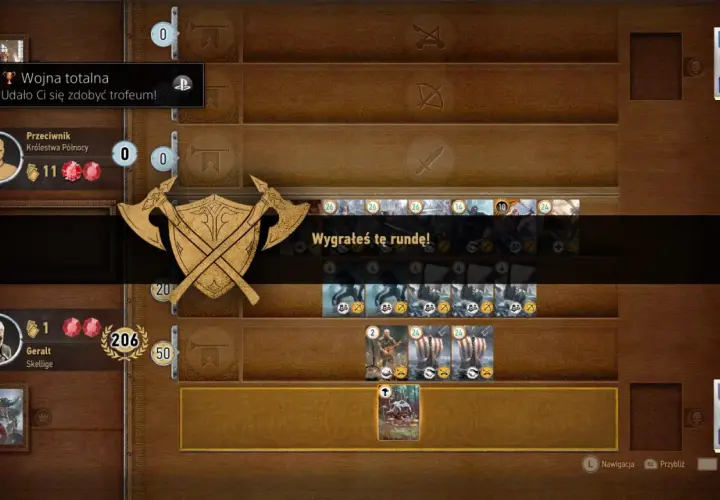 Geralt wygrał rundę w Gwinta, zdobywając trofeum "Wojna totalna". To wielki krok do zdobycia platyny w Wiedźminie 3!