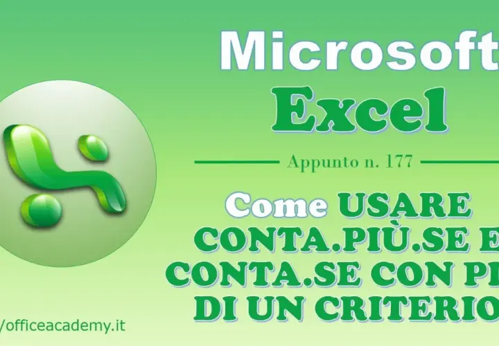 Logo Microsoft Excel e tutorial su come usare conta.più.se e conta.se con più criteri per contare celle.