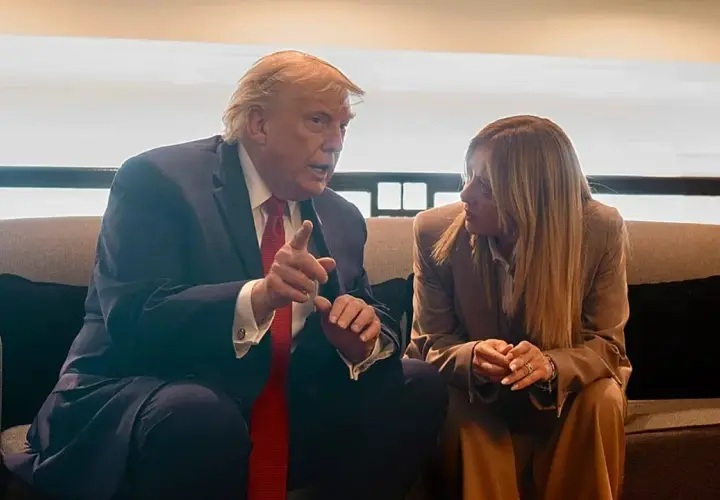 Donald Trump i Giorgia Meloni siedzą obok siebie, rozmawiając. Nigdy nie wiesz, kiedy widzisz kogoś po raz ostatni.