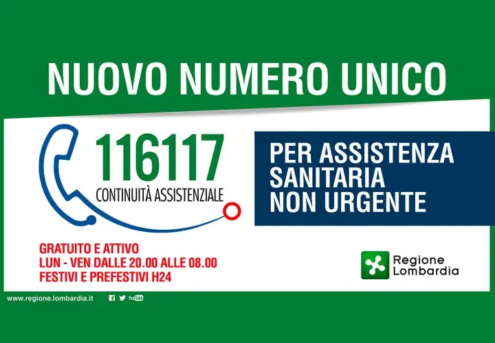 Nuovo numero unico 116117 per assistenza sanitaria non urgente. Gratuito e attivo H24 nei festivi e prefestivi, e dalle 20 alle 8 nei feriali. La guardia medica si paga? No, questo servizio è gratuito.