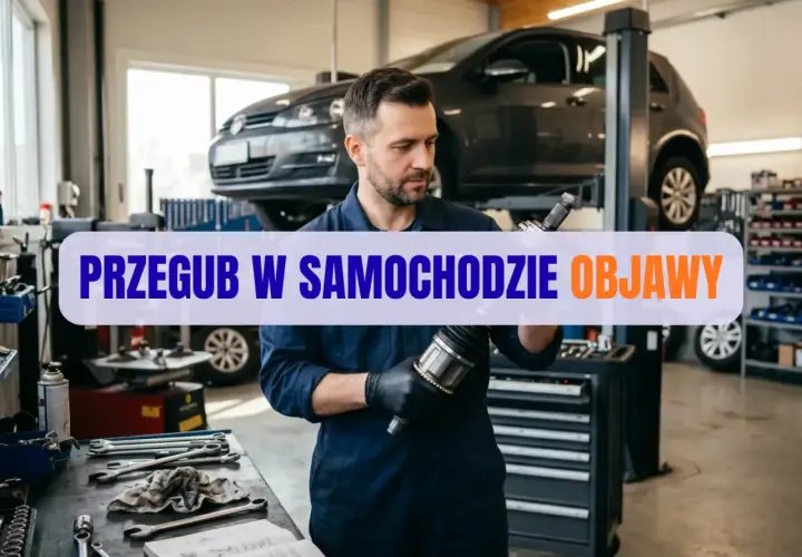 Mechanik pokazuje przegub w samochodzie, omawiając objawy jego zużycia.