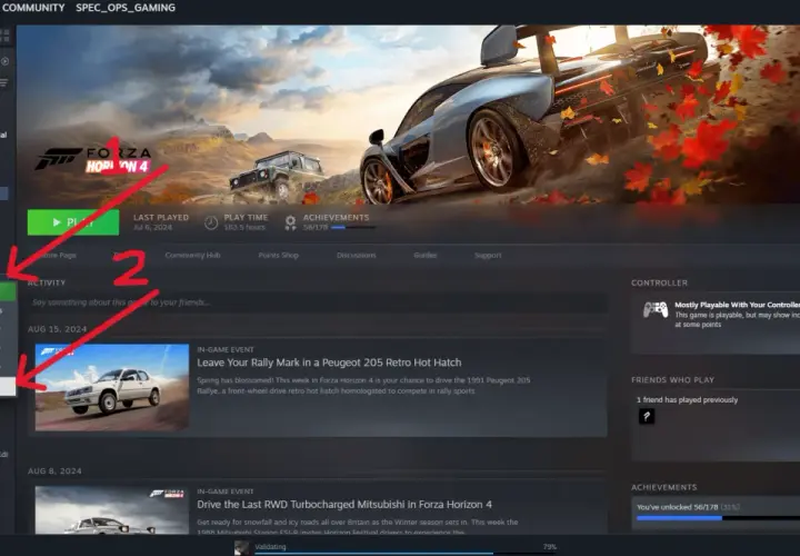 Ekran Steam z menu kontekstowym gry "Saints Row 2" otwartym na opcji "Właściwości".