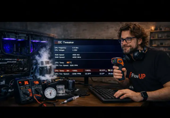 Un homme teste les limites de son PC, cherchant à comprendre qu'est-ce que l'overclocking. Vapeur et températures extrêmes sont au rendez-vous.