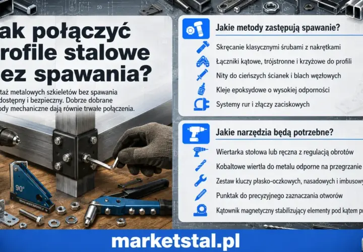 Jak łączyć rury stalowe bez spawania? Montaż profili metalowych za pomocą śrub, nitów, klejów lub systemów zaciskowych. Narzędzia i metody.