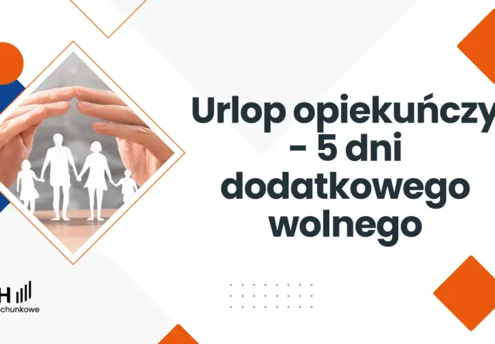 Ręce chroniące sylwetki rodziny. Tytuł: Urlop opiekuńczy – 5 dni dodatkowego wolnego. RBH Biuro Rachunkowe.