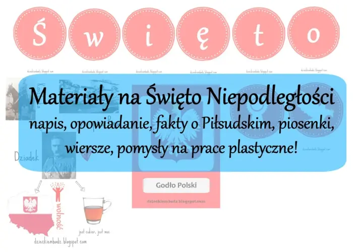 Materiały na Święto Niepodległości: 11 listopada karty pracy do druku z wierszami, piosenkami i pomysłami na prace plastyczne.