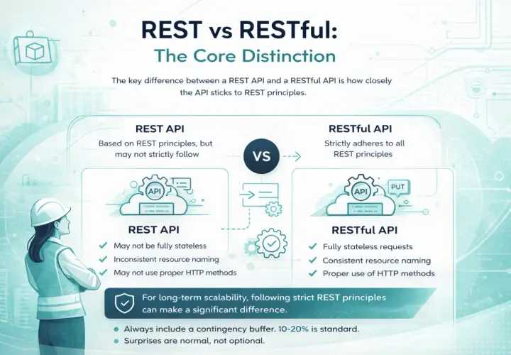 Comparaison REST API vs RESTful API : une API REST peut ne pas suivre strictement les principes REST, contrairement à une API RESTful.