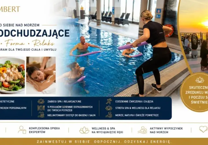 Wczasy odchudzające nad morzem dla singli w Hotelu Lambert: basen, joga, zdrowe jedzenie, spa. Skutecznie zredukuj wagę i poczuj się świetnie!