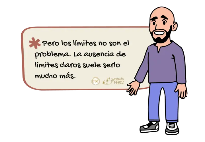 Un hombre calvo con barba sonríe y habla sobre los límites, quizás en relación con las pantallas de los niños.