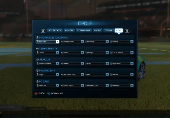 Ekran opcji gry, zakładka "Czat". Tutaj możesz dostosować komunikaty, które pojawią się w grze. To nie jest ekran, jak zmienić język na Steam.