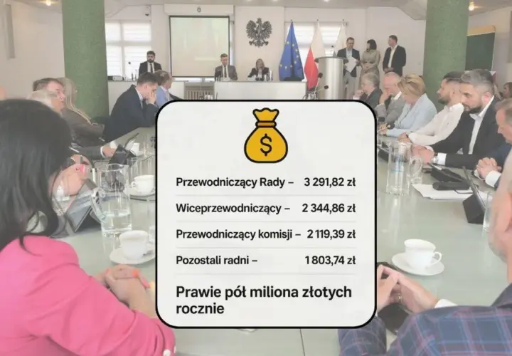 Zdjęcie przedstawia zebranie rady osiedla z widocznym na pierwszym planie podsumowaniem diet radnych.