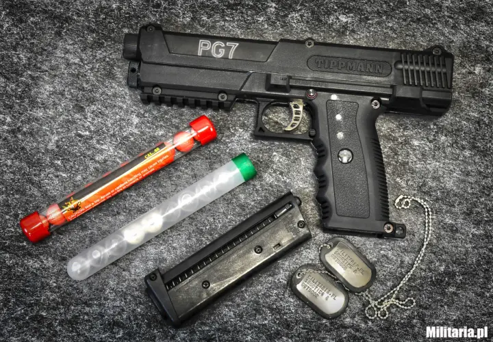 Pistolet na kule gumowe Tippmann PG7 z magazynkiem i kulkami. Czy pistolet na kule gumowe jest legalny? Sprawdź przepisy!